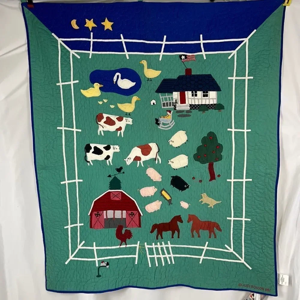 Judi Boisson old McDonald farm quilted blanket